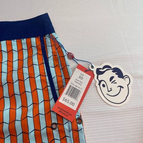 NWT MR. SWIM Shifted Orange Retro Swim Trunks Shorts Size 30 New - Picture 2 of 13